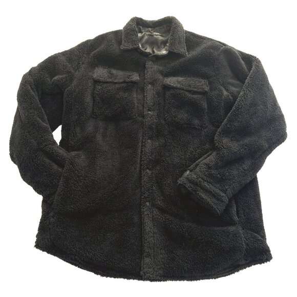 STAMPD Scripps Sherpa Button Down Shirt in Black
